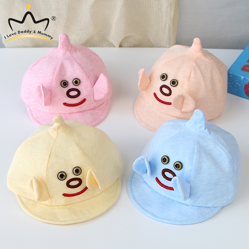 Mũ lưỡi trai màu trơn chất liệu cotton mềm mại thời trang hè thu dễ thương cho bé