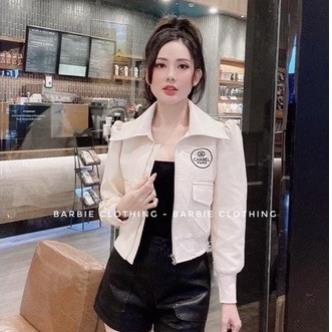Áo da cao cấp chane-l cổ bẻ chất da quảng châu bao đẹp /thoitrangsvtn
