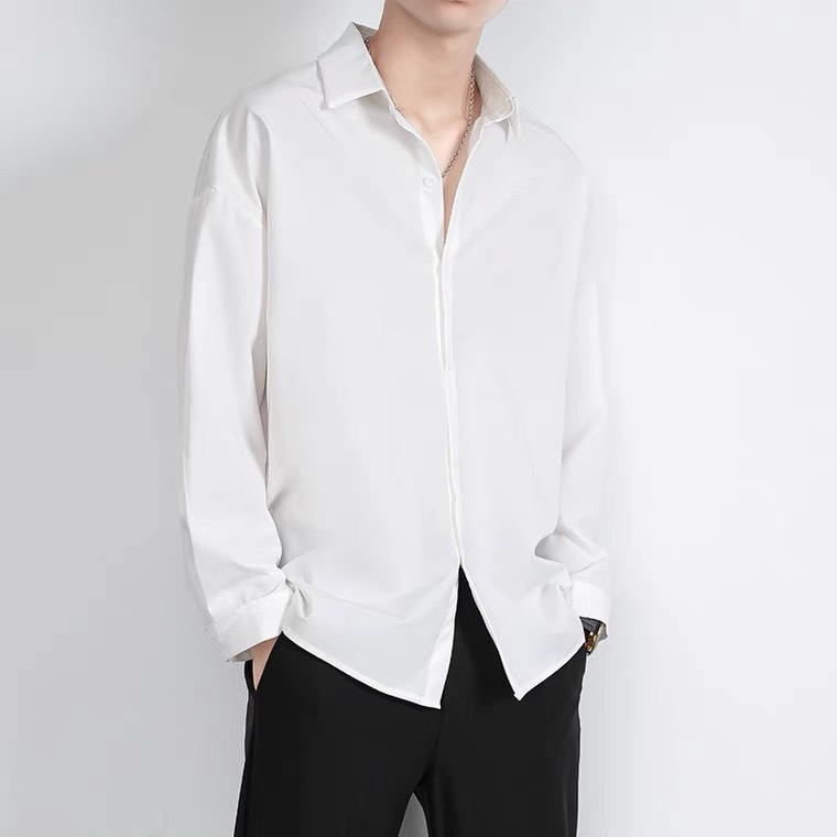 Áo sơ mi nam đẹp nhiều màu unisex trơn form rộng vừa vải lụa mịn mềm mại phong cách Hàn Quốc Hothit 2022