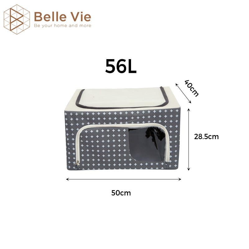 Hộp Đựng Đồ Đa Năng , Túi Đựng Quần Áo 56L BelleVie Vải Polyester Chống Thấm Nước Khung Thép Chắc Chắn Living Box