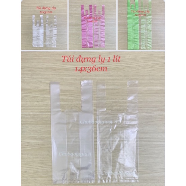 {1kg/size} Túi đựng ly 2 quai loại 1ly, 2ly, 3ly, 1lít tiết kiệm, tiện lợi, dễ sử dụng (sp y hình)