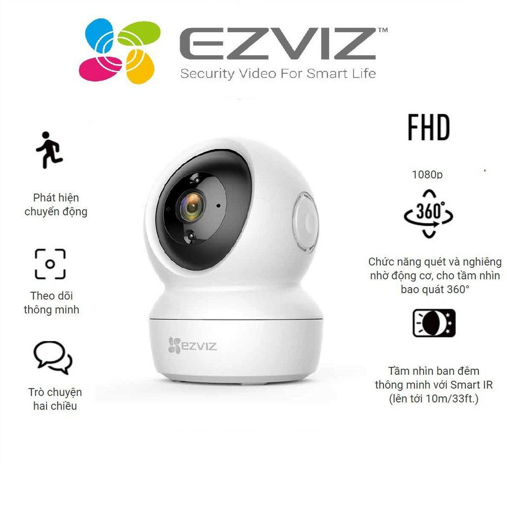 CAMERA WIFI 360 EZVIZ C6N HÌNH ẢNH FULL HD 1080P 2MP - ĐÀM THOẠI 2 CHIỀU - KÈM THẺ NHỚ