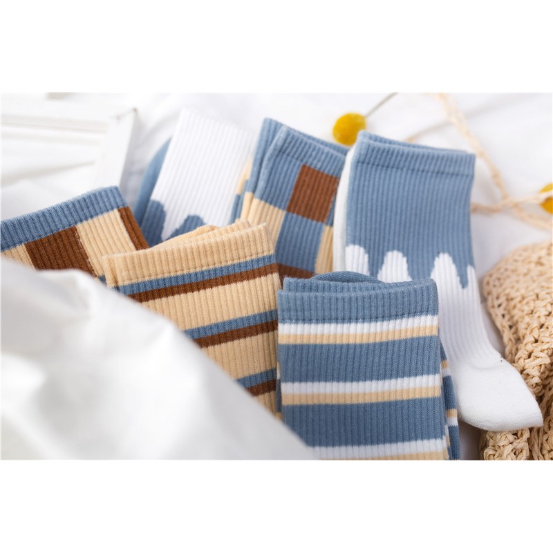 Tất cao cổ unisex hoạ tiết kẻ ulzzang phong cách hàn quốc