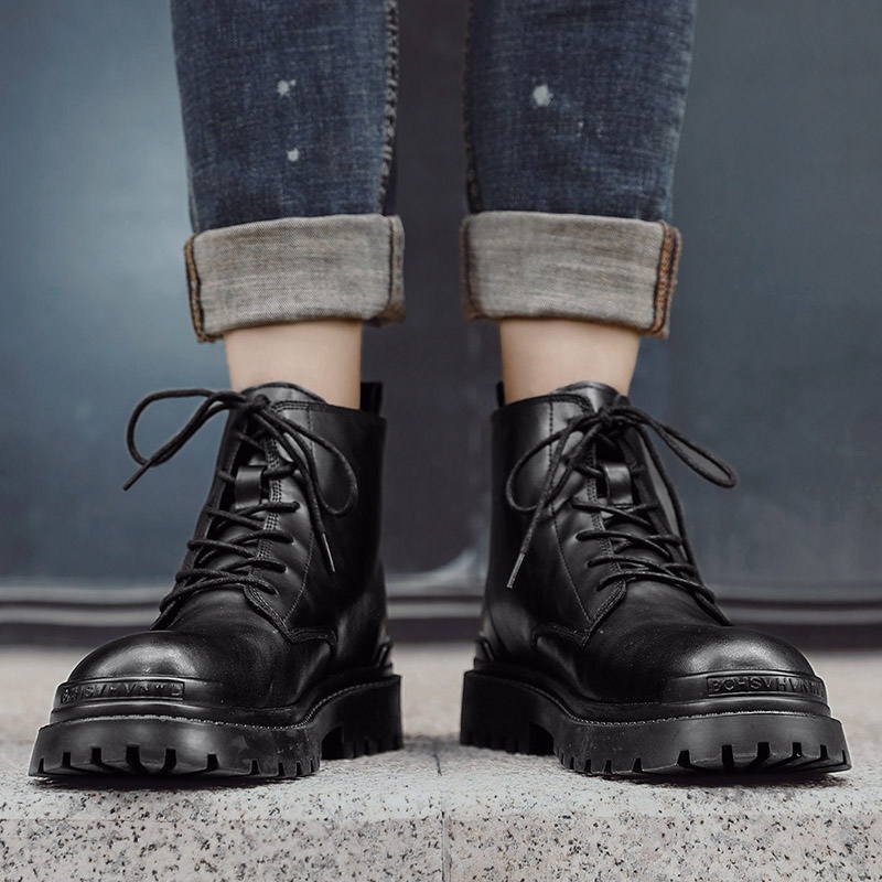 Giày Boot Martin Bằng Da Phong Cách Hàn Quốc Cá Tính Dành Cho Nam