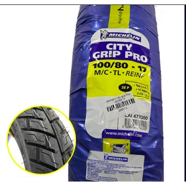 Lốp Michelin 100/80-17 TL/TT City Grip Pro không săm cho exciter, winner...