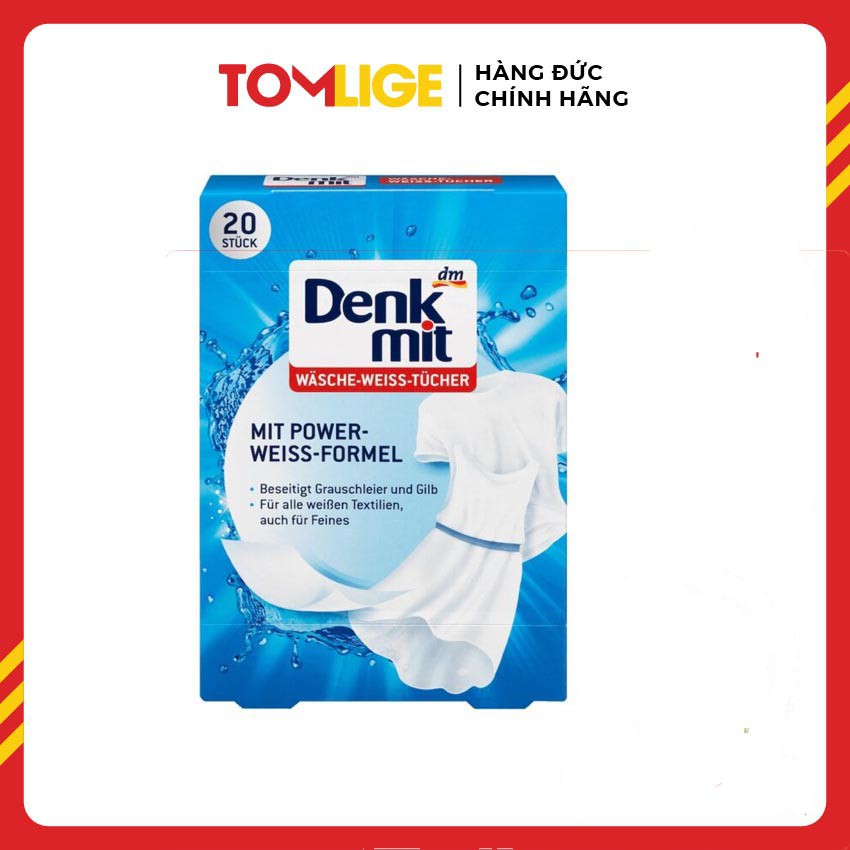 Hàng Đức Giấy tẩy trắng quần áo trắng Denkmit Tomlige hộp 20 miếng