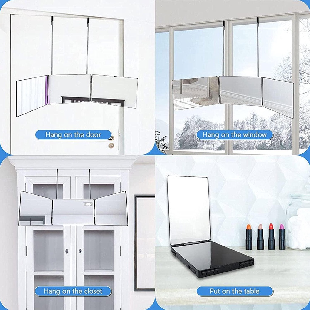 SOFTNESS Gương Gấp 3 Chiều Xoay 360 Độ Tạo Kiểu Tóc DIY Dành Cho Nhà Tắm° Gương Cắt Tóc Chuyên Dụng Cho Thợ Làm Tóc