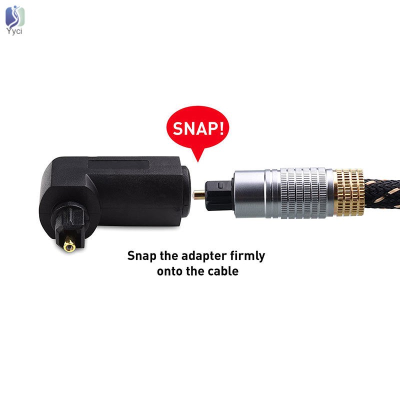Yy Male to Female Optical Digital Audio Converter Adapter with 90 Degree Right Angle 360 Swivel for Toslink Jack @VN