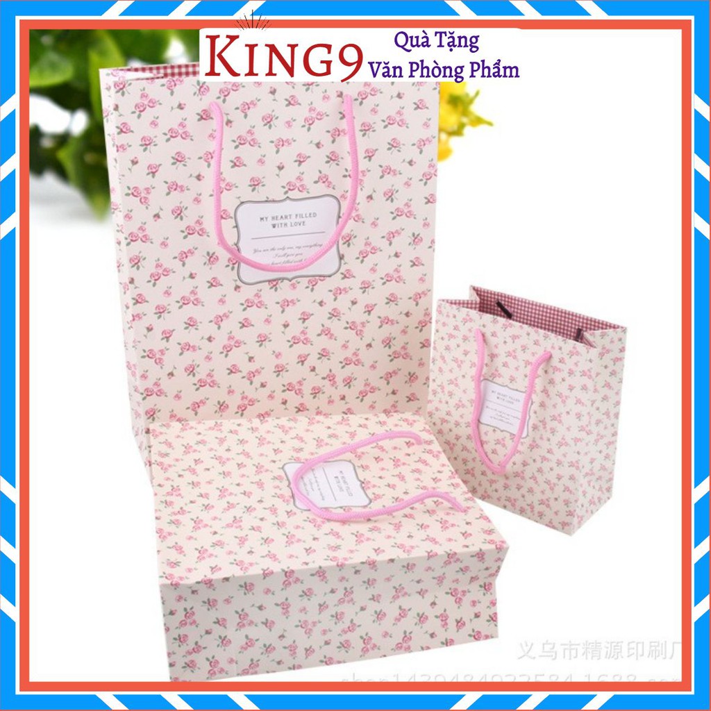 Túi quà giấy họa tiết hoa nhí floral tặng sinh nhật valentine giáng sinh phụ kiện quà tặng king9