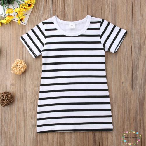 ღWSVღFamily Matching Outfits Mother&amp;Daughter Clothes Dress Baby Girl Striped Skirt