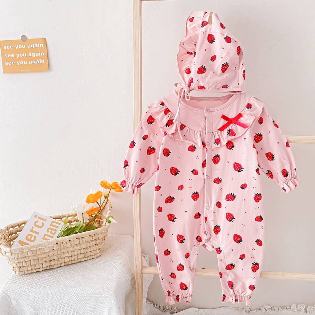 Bộ đồ liền thân Sanlutoz có mũ đội đầu tay dài thời trang dành cho bé gái