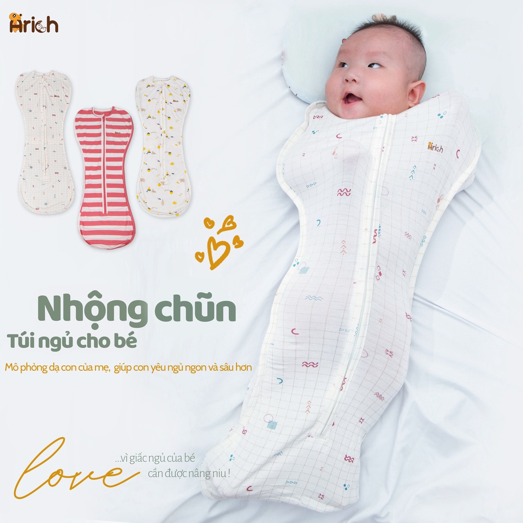 Nhộng chũn / Kén ngủ cho bé sơ sinh Arich từ vải sợi tre cao cấp