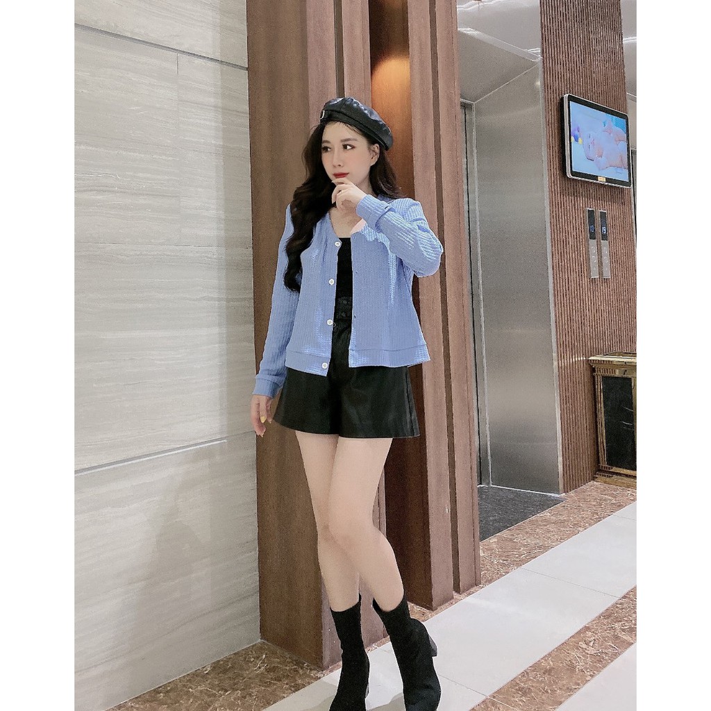 Aó khoác nữ cadigan nhiều màu chất tăm vuông | BigBuy360 - bigbuy360.vn