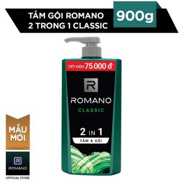 Romano - Tắm Gội 2 trong 1 Classic 900g