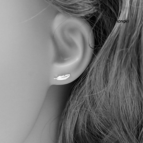 (Hàng Mới Về) 1 Đôi Khuyên Tai Hình Lông Vũ 16g Thời Trang Cho Nữ