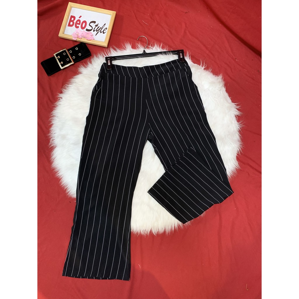 Quần dài sọc đen trắng BIGSIZE Beostyle cho người béo mập 55-100kg - Mặc đi làm, đi chơi hoặc cafe dạo phố