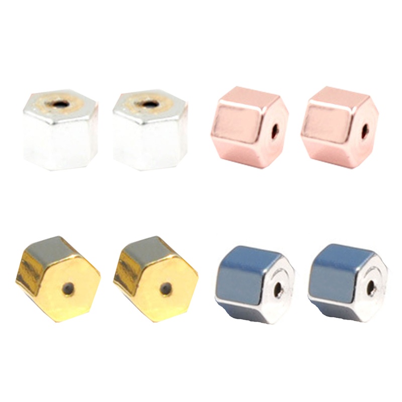 1 Cặp Khuyên Tai Đinh Tán Hình Lục Giác Bằng Kim Loại An Toàn Thời Trang