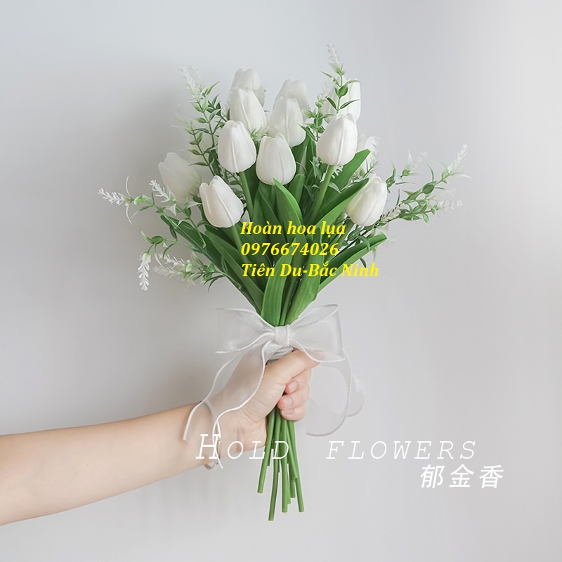 Hoa giả_hoa tuylip cao su cao 25cm có mùi thơm nhẹ, đẹp giống thật 99%