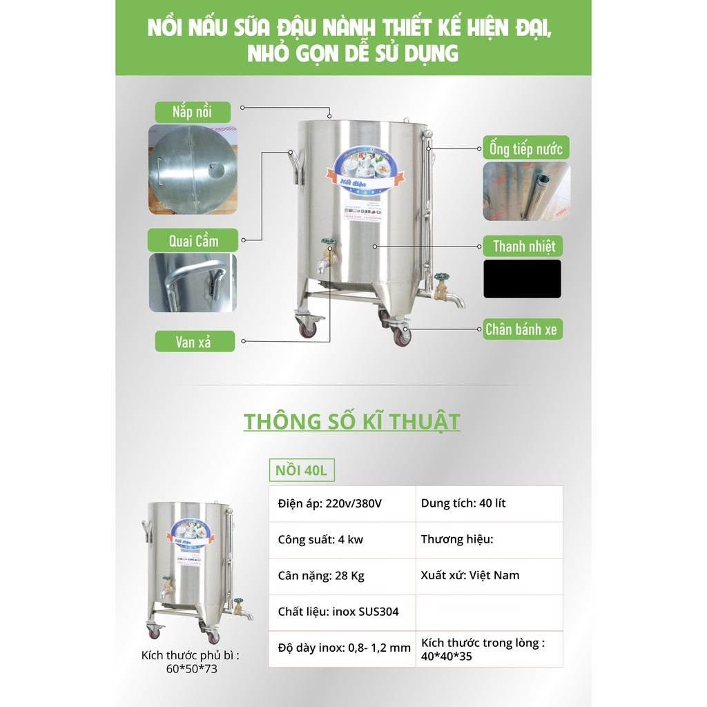 Nồi nấu sữa đậu nành công nghiệp NEWSUN 40L  - Hàng chính hãng - Nấu sữa thơm, không bị đóng cặn