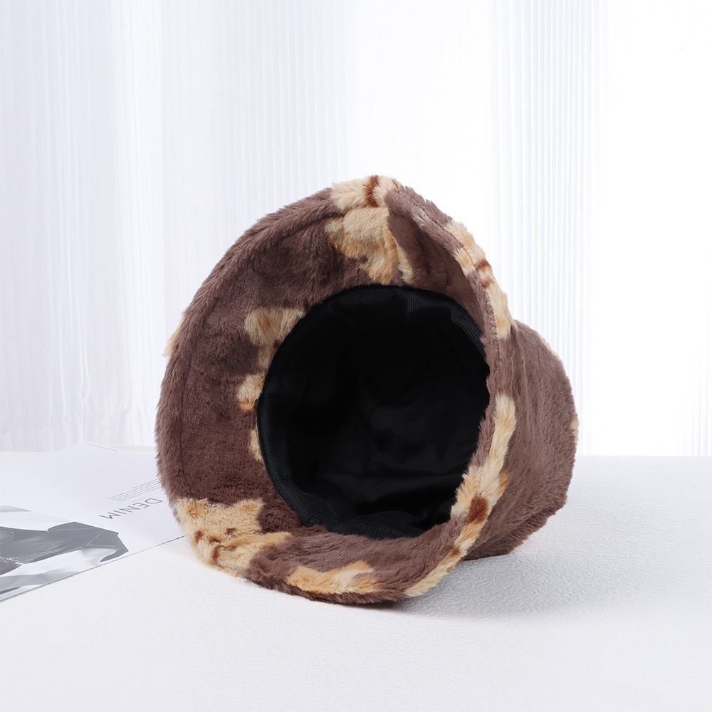 Mũ bucket lông cừu giữ ấm mùa thu đông hình gấu dễ thương cho nam nữ MIHAN1