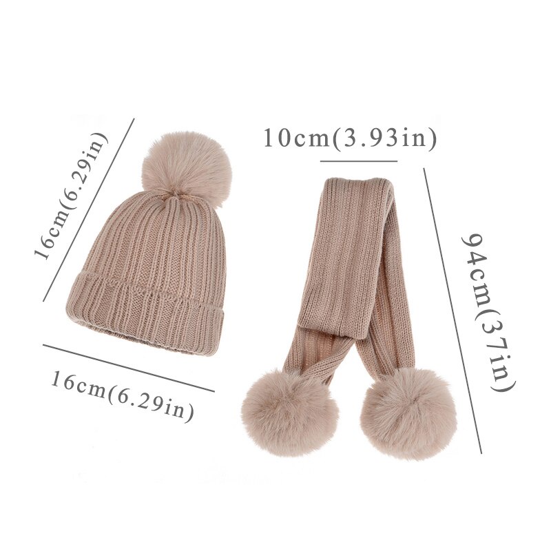 Set 2 Mũ beanie Kèm Khăn Choàng Cổ Màu Trơn Dễ Thương Cho Bé