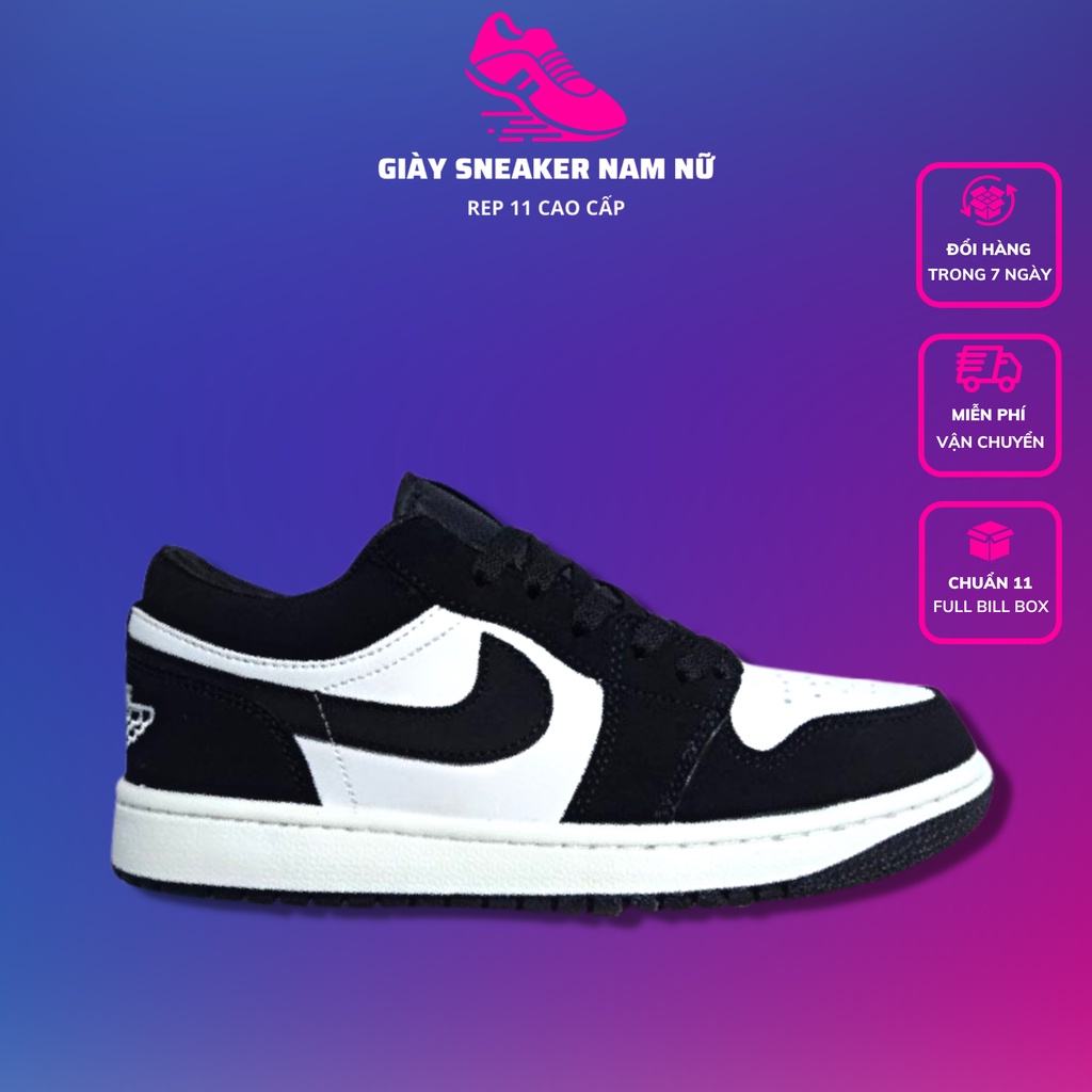 Giày 𝗝𝗼𝗿𝗱𝗮𝗻 Panda Thấp Cổ Nam Nữ Full Bill Box, Giày Thể Thao Sneaker Jordan Panda Cổ Thấp Màu Đen Trắng