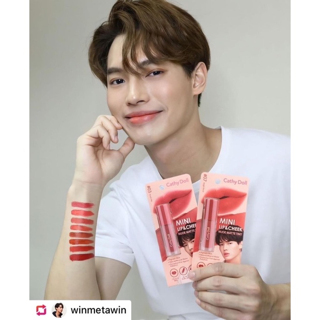 Son Kem Má Hồng 2in1 Cathy Doll Mini Lip & Cheek Nude Matte Tint Win Metawin