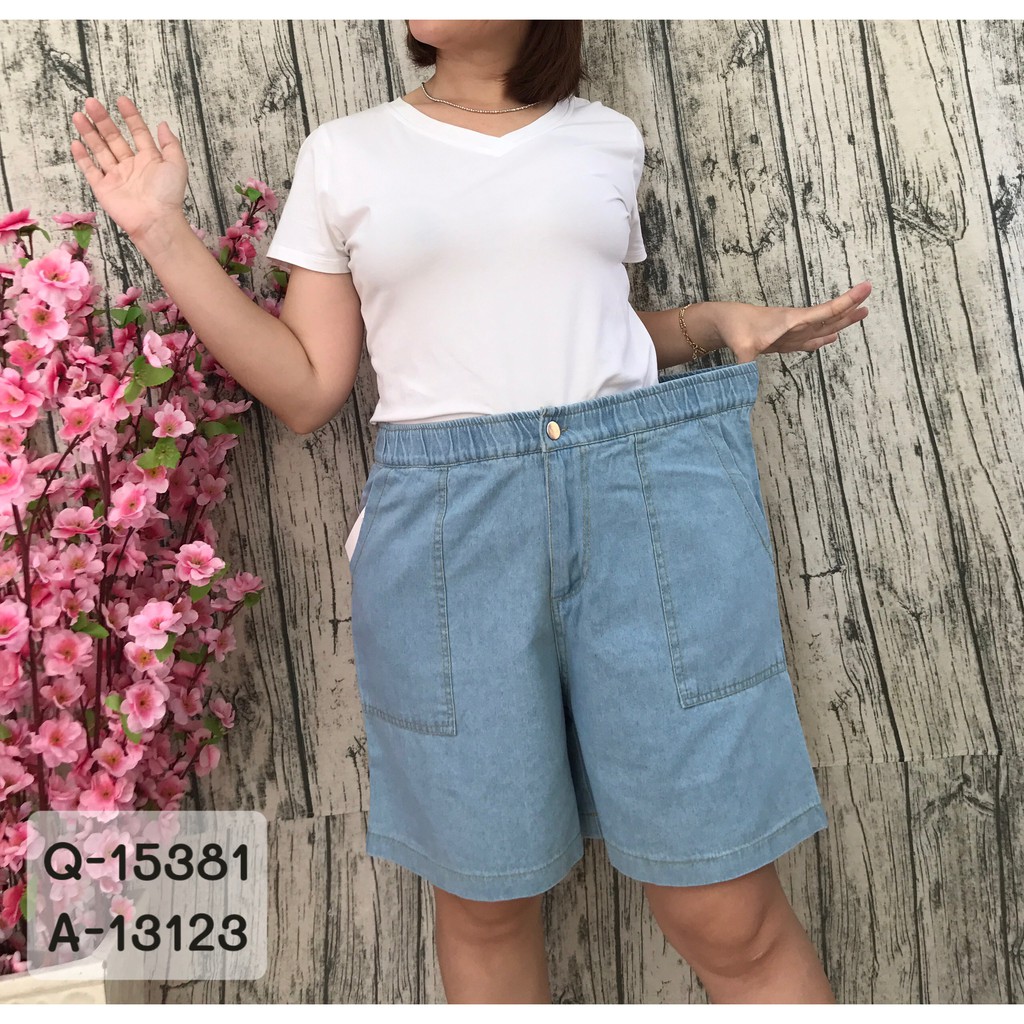 15381-Xanh,Đen- XL,2x,3x,4x,5x- Quần BIG SIZE short jean lưng thun