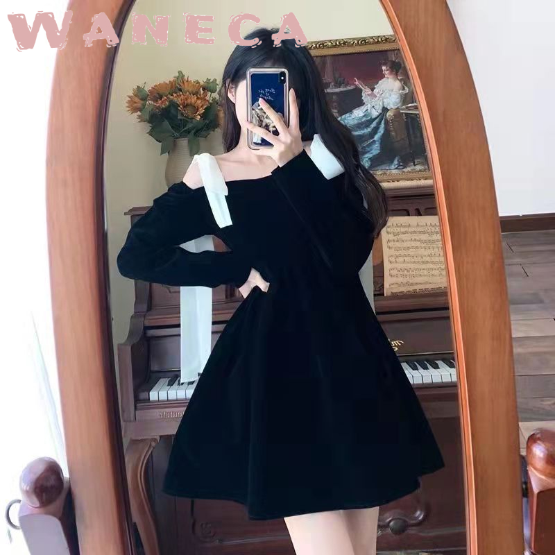 Waneca Đầm Dáng Chữ A Phong Cách Hepburn Pháp Cổ Điển Thời Trang Xuân Thu Dành Cho Bạn Nữ
