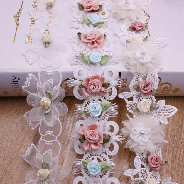 Dải dây ren hoa 3d dùng để trang trí áo cưới