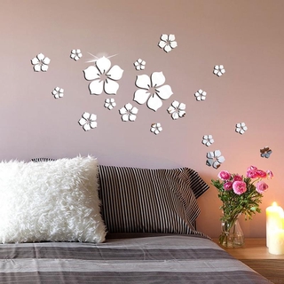 Sticker Dán Tường Bằng Acrylic Với Họa Tiết Hình Bông Hoa Hiệu Ứng Gương Dùng Trong Trang Trí Phòng