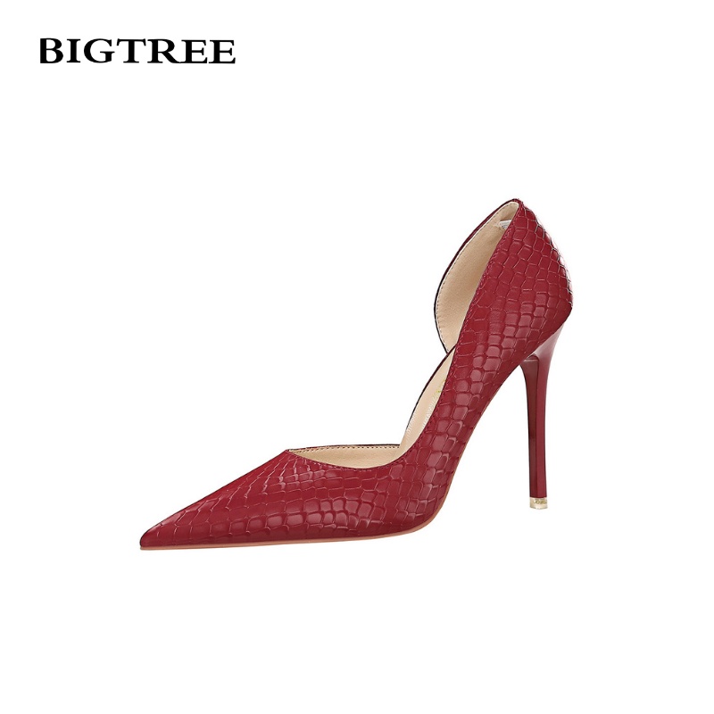 BIGTREE Giày Cao Gót 11cm Họa Tiết Da Rắn Phong Cách Retro Dành Cho Nữ Mall-1363-5