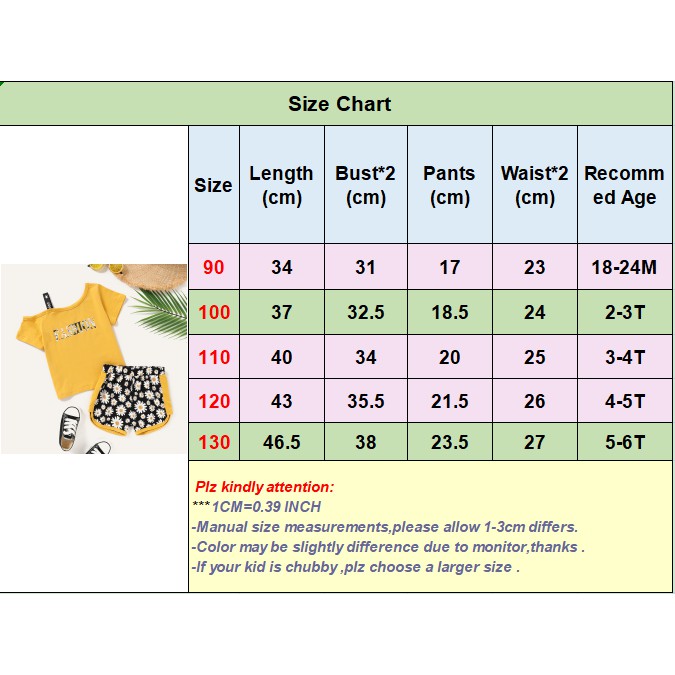 Set Áo Trễ Vai Tay Ngắn + Quần Short In Hoa Cúc Đáng Yêu Thời Trang Cho Bé Gái