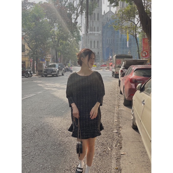 Váy dạ tweet dáng suông đuôi peplum TKV71 LOLLIE STUDIO