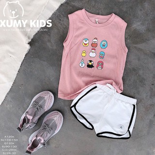 Quần short cotton sọc viền