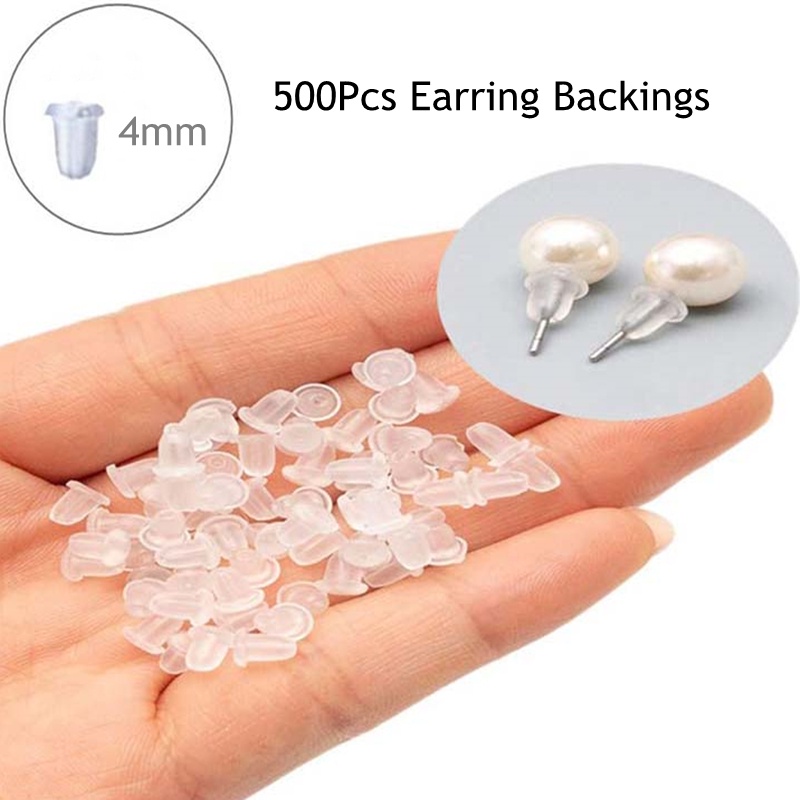 Set 500 Nút Chặn Bông Tai Bằng Cao Su Mềm 4mm DIY