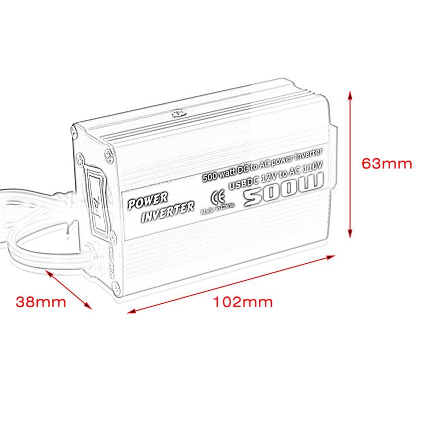 Bộ Chuyển Đổi Nguồn Điện 500w Dc Sang Ac Dc 12v Sang 110v 220v Ac Cho Xe Ô Tô