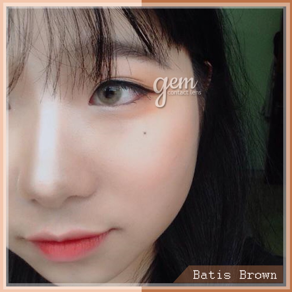 Lens áp tròng BATIS BROWN - HSD 1 NĂM và BENA BROWN Ẩm 55% HSD 6 Tháng Lens  Nâu Rêu Sang Chảnh Không Viền Không Giãn