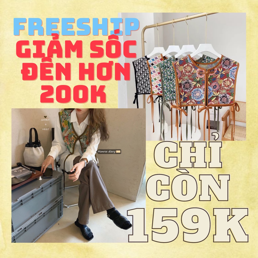Áo khoác thêu Hàn Quốc, set gile sơ mi Hàn Quốc