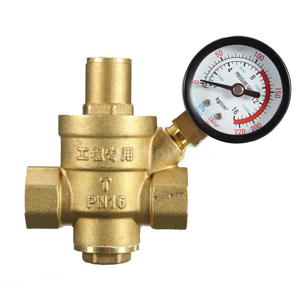 Van điều chỉnh giảm áp lực dòng nước DN15 1/2 ” bằng đồng thau có đồ hồ đo 85 * 63mm