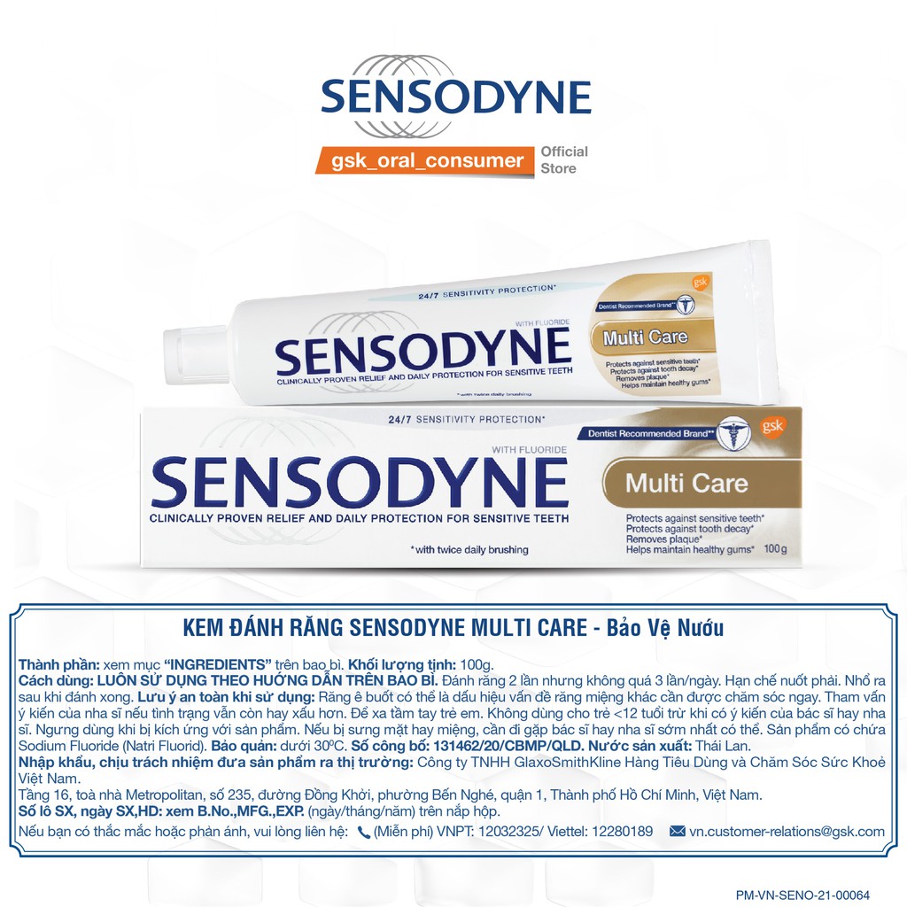 Kem Đánh Răng Sensodyne Multi Care 100g