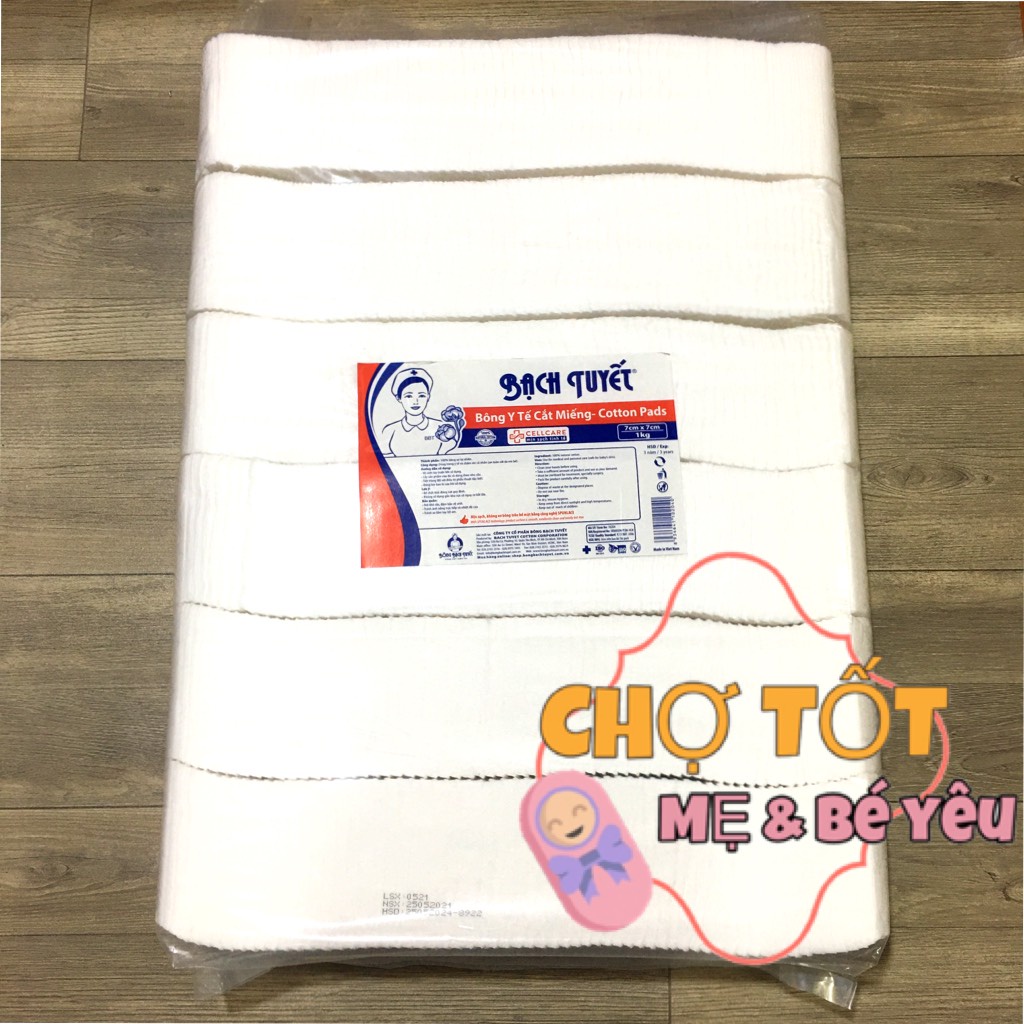 1KG Bông Gòn Cắt Sẵn, Bông Bạch Tuyết 7x7cm, Bông Gòn Kg Y Tế