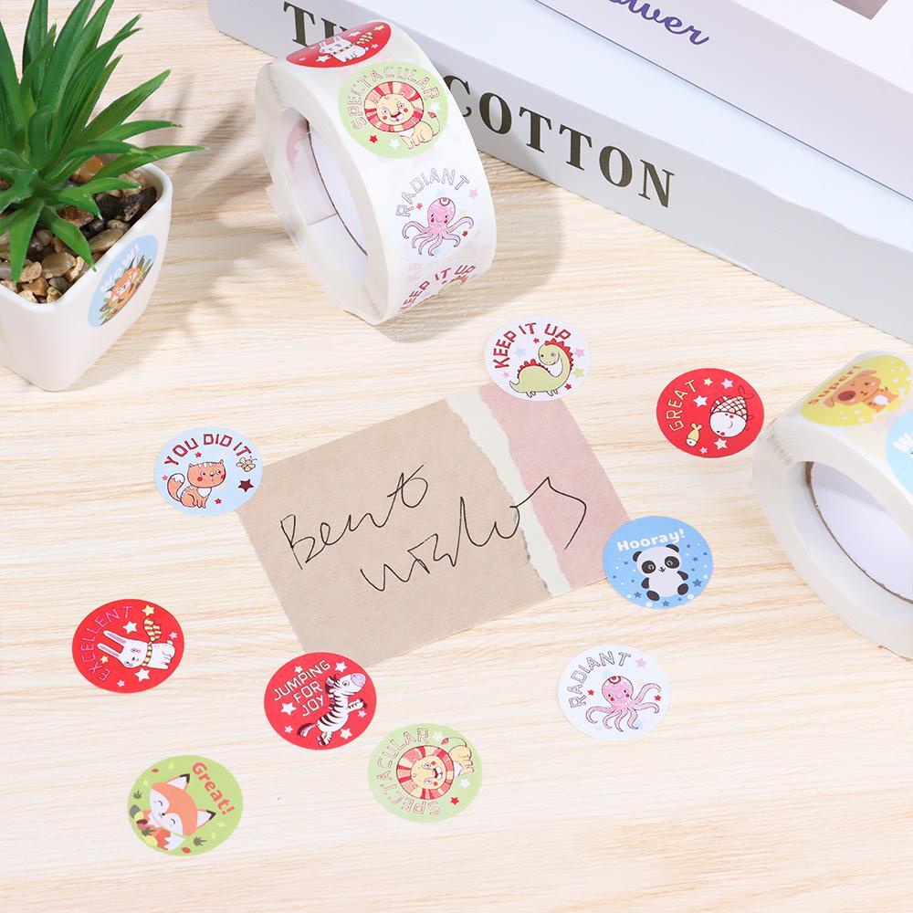 Cuộn 500 Nhãn Dán Làm Phần Thưởng Nhiều Kiểu Dáng Họa Tiết Hoạt Hình Cho Bé|Nhãn Dán Đánh Dấu Tiện Dụng