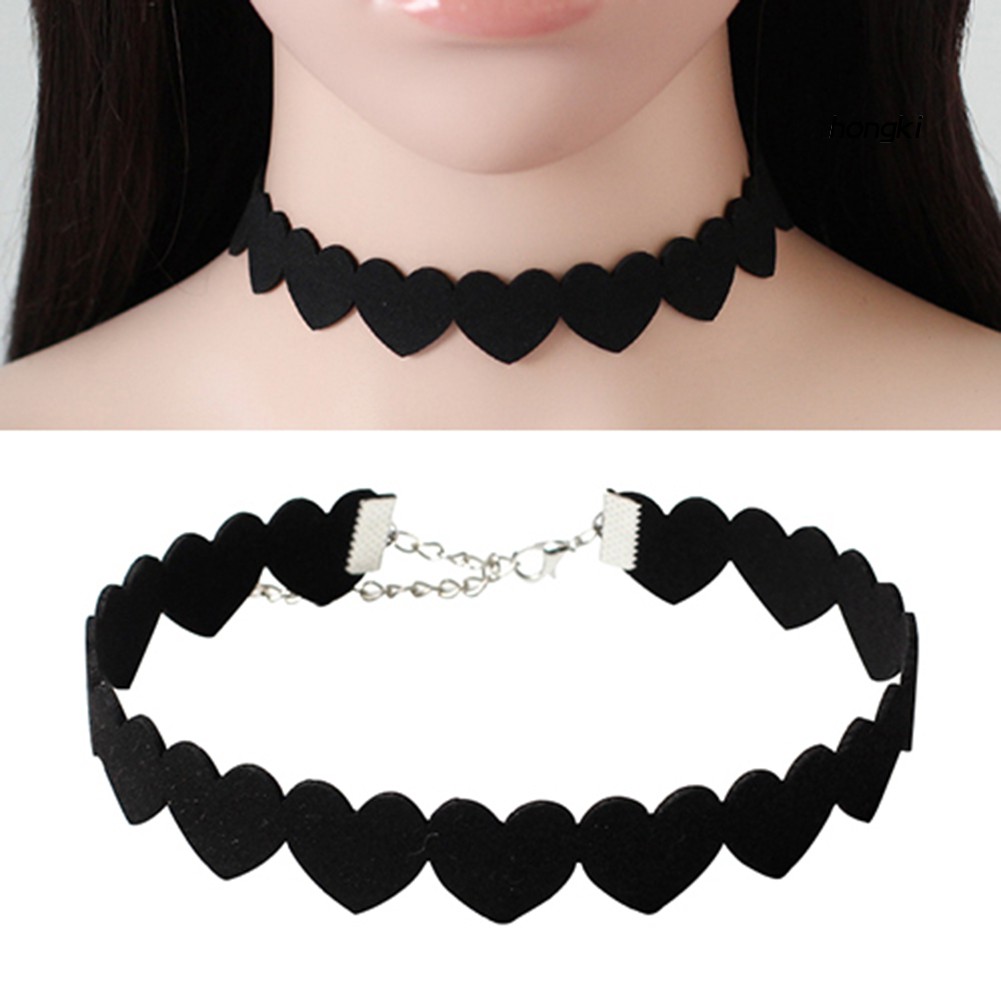 Vòng Cổ Choker Hình Trái Tim Chất Liệu Nhung Đen Thời Trang Dành Cho Nữ