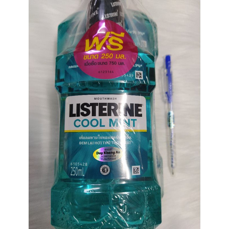 Combo 2 chai nước súc miệng Listerine Cool Mint Thái Lan (250ml+750ml)