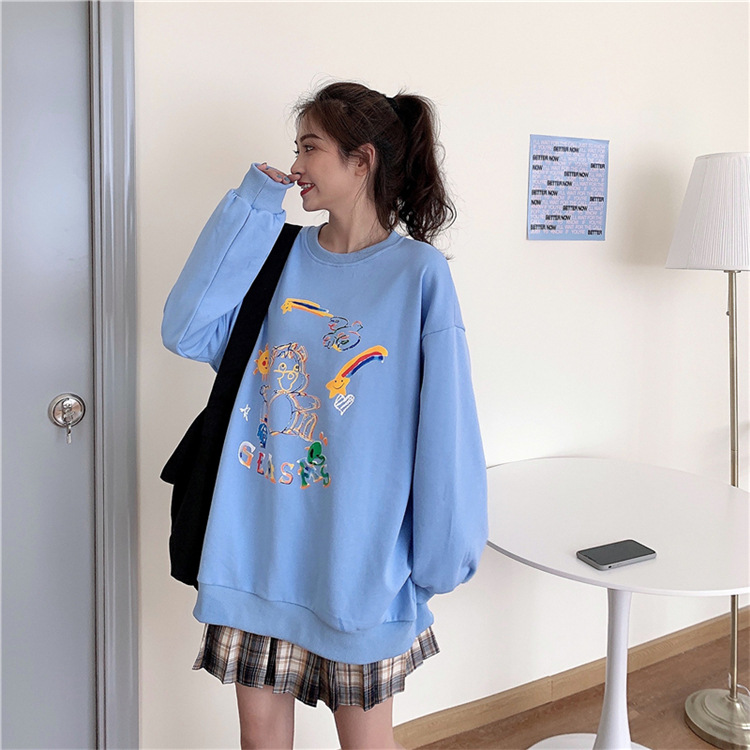 Áo Nỉ Dài Tay Form Rộng Phong Cách Nhật Bản Trẻ Trung Dành Cho Nữ | BigBuy360 - bigbuy360.vn