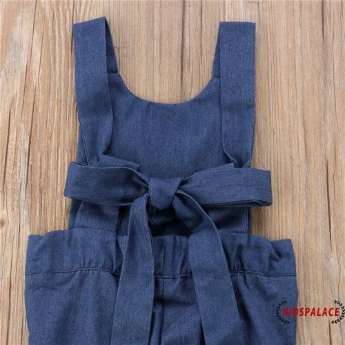 Jumpsuit 2 Dây Ống Rộng Đáng Yêu Cho Bé Gái