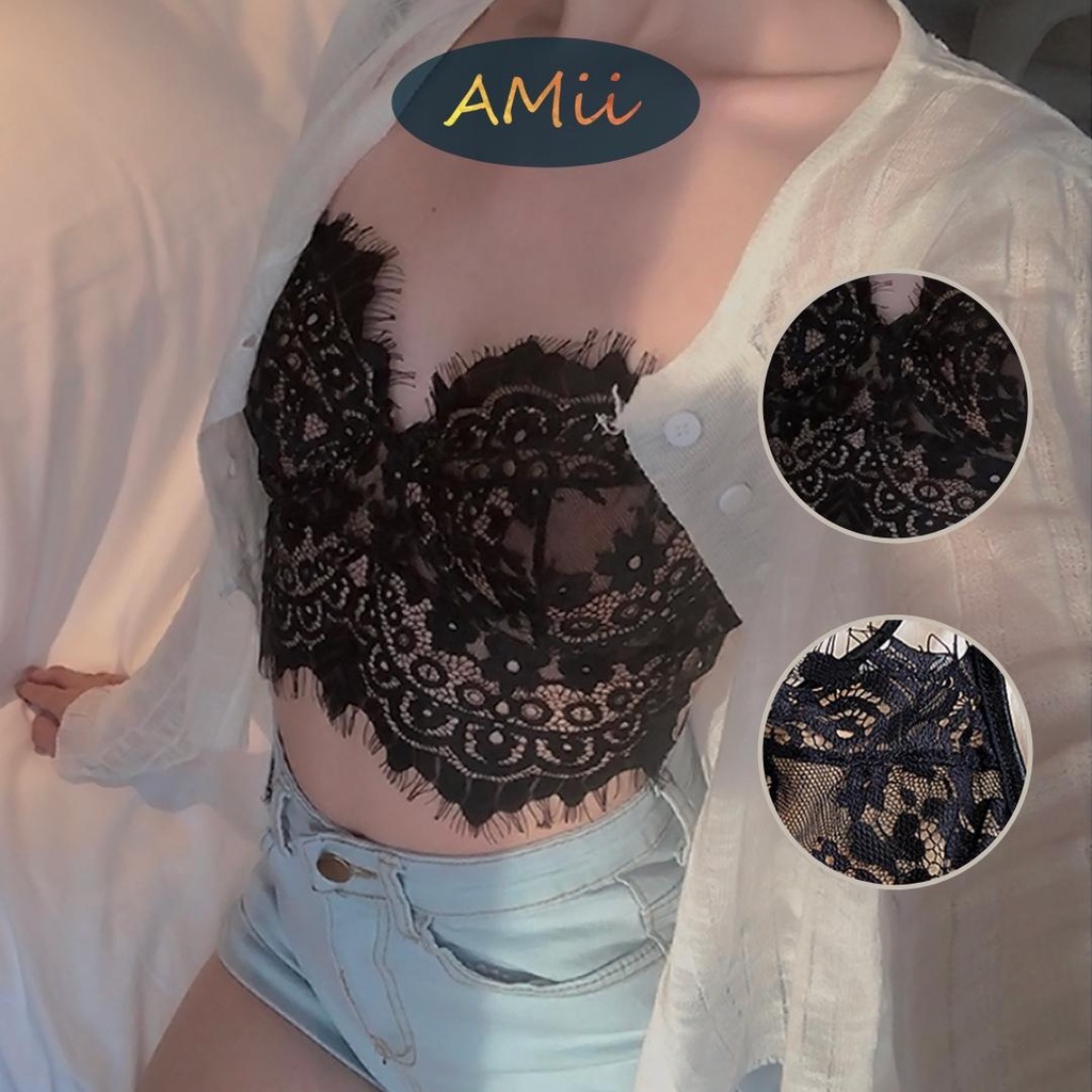 Áo Bra ren AMii Có Gọng nâng ngực sexy Áo lót nữ Bralette mút mỏng ren mềm xuyên thấu gợi cảm 1 khóa cài sau mới A111 | BigBuy360 - bigbuy360.vn