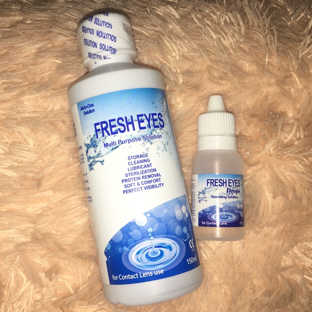 Combo ngâm lens và nhỏ mắt Fresh Eyes - Xanh