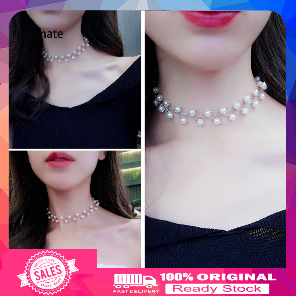 Vòng Cổ Choker Ngắn Đính Hạt Ngọc Trai Giả Thời Trang Cho Nữ